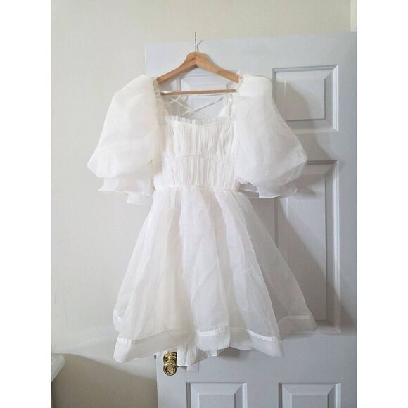 AJE ASTRID TIE BACK MINI DRESS IVORY SIZE 12 NWT $525 - Picture 4 of 12